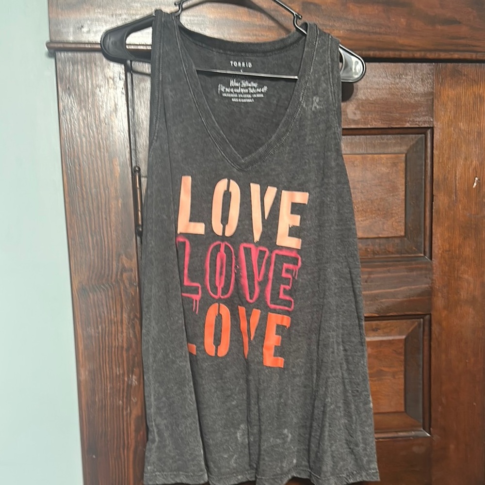 TORRID Charcoal Tank with Love Graphic